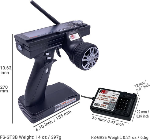 Alaohu FS-GT3B 3 FS-GR3E 2.4GHz Channels RC Transmitter and Receiver Fly AFHDS Sky Radio Control System for RC Car RC