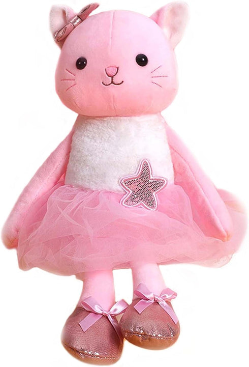 Plush Ballerina Dolls Kitten Cat Stuffed Animals, 15.5 Inches, Ballet Dance Recital Gifts for Girls (Pink)