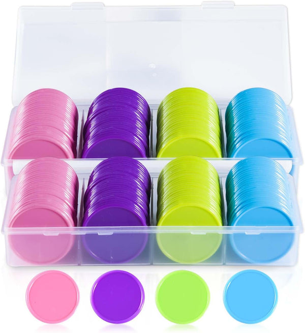 200 Pcs 1.45 Inch Poker Chips with Storage Box for Kids Math Counting Card Game Counters