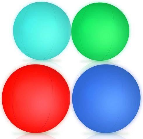 3 Otters 4PCS Light Up Beach Balls, 12" Glow Pool Balls with Remote Control for Kids Summer Parties