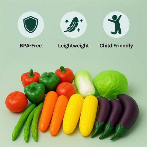 20 Playset Set Pieces Play Vegetables - Life-Sized Toy Food for Kids Kitchen, Healthy Farmer's Market Grocery Pretend
