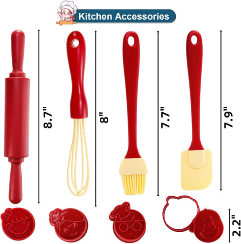 11 Set, Set, 3+, Noamus Pcs Kid Chef Role Play Costume Pretend Chef Outfit with Realistic Accessories, Kitchen Toys Kid