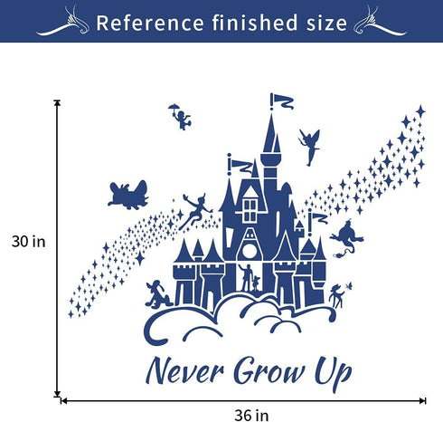 Supzone Castle Wall Stickers, Fairy Tale Castle Quotes Stars Wall Decor for Baby Nursery Room Kids Bedroom