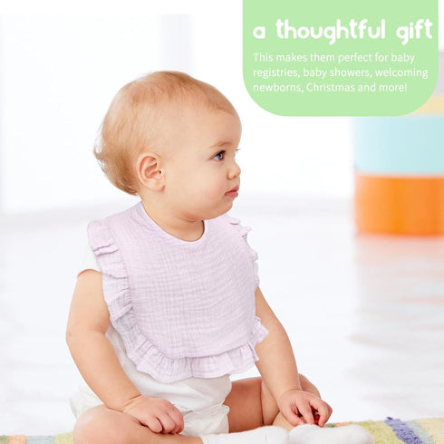 Baby Bibs Muslin Bibs for Girls and Boys, Soft Absorbent Drooling and Feeding Bibs