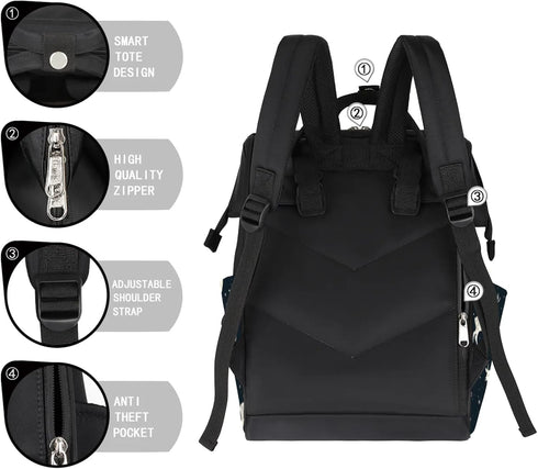 Hsnar Backpack Starry Deers Waterproof Diaper Bag Large Capacity Baby Bag with Stroller Straps, Multi-Pocket Diaper Bag