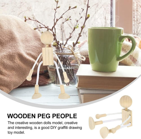 4 pcs Unfinished Wooden Robot Peg Dolls for DIY Painting Supplies