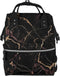 FHEDVBN Black Gold Marble Diaper Bag Backpack for Women Multifunction Waterproof Mummy Backpacks