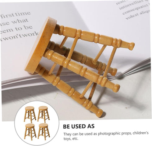 ERINGOGO 8 Pcs Dollhouse Stool - 1:12 Miniature Round Stool Dollhouse Round Stool & Bar Counter Chair Ornament
