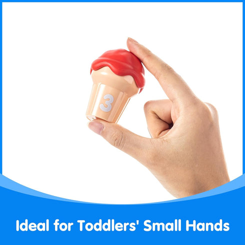 Counting 1-10 10 10 Ice Cream Cones Number Matching Toy for Toddlers Cones + Stacking Scoops, Educational Preschool