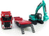 Flatbed Truck Toy with Crawler Excavator - Metal Diecast Construction Vehicles 2 in 1 Vehicle Playset for Boys