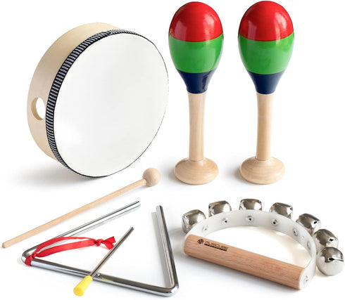 MUSICUBE 7 Pcs Musical Instrument Toys Set, Wooden Percussion Instruments for Toddler Birthday Gift