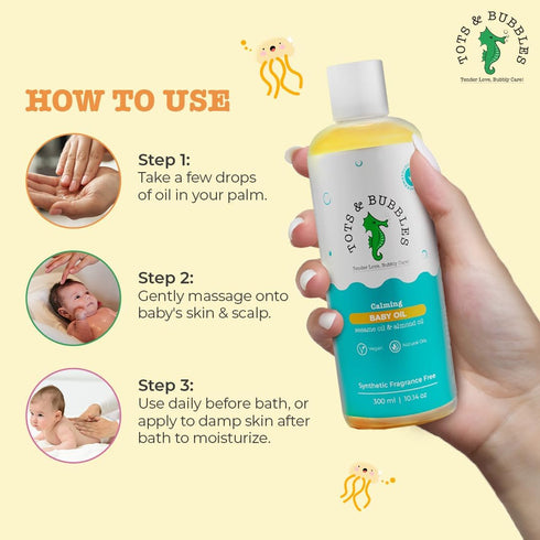 Generic 100% 300 ml Tots & Bubbles Natural Baby Massage Oil for Newborns Cold-Pressed Almond, Olive & Mustard Oils