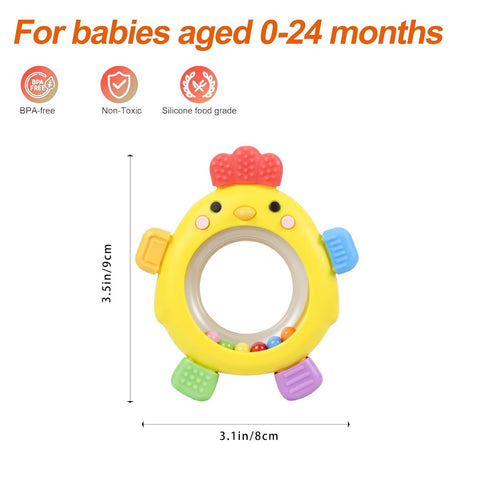 0-6 0-6 6-12 Baby Teether for Months, Soft Silicone Teething Toy, Freezer Safe Cooling Relief, Easy Grip Design, BPA