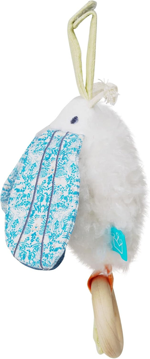 Manhattan Toy Folklore Plush Luna Moth - Soft Baby Travel Toy with Crinkle Fabric Wings, Mirror & Wooden Teether Ring