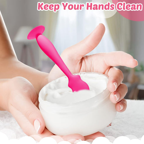 CHENGU 4 Pack Baby Diaper Cream Spatula Applicator Soft Silicone Mini Rash Cream Brush for Newborn (Rose, Gray)