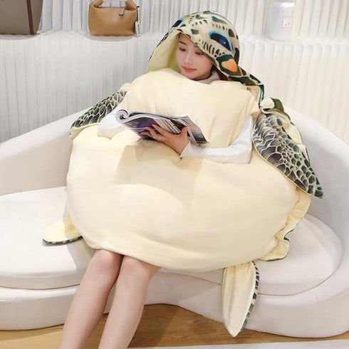 CARTBAE Turtle Shell Stuffed Animal - Soft and Comfortable Tortoise Plush Pillow, Creative Turtle Costume Plush Toy