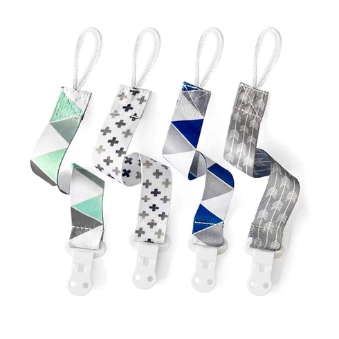 PandaEar Baby Pacifier Clips Solid Color, 4 Pack Universal Holder Leash for