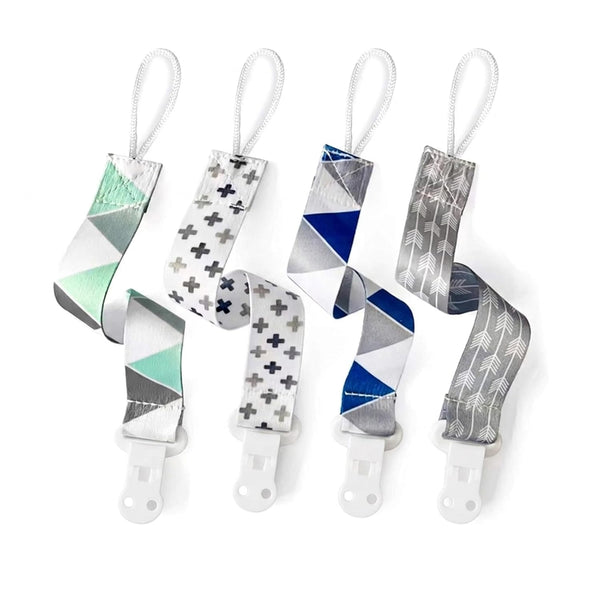 PandaEar Baby Pacifier Clips Solid Color, 4 Pack Universal Holder Leash for