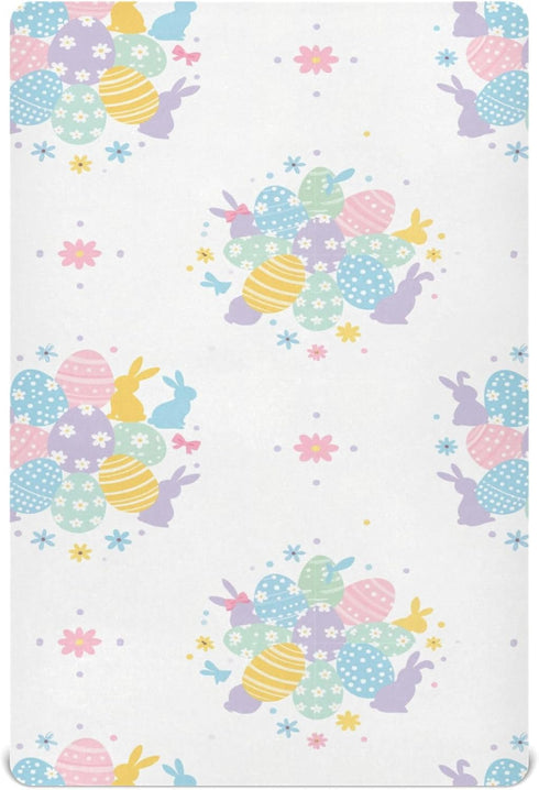 Pigsaly Crib Sheets Purple Rabbit Happy Easter Eggs Baby Sheet for Standard Crib
