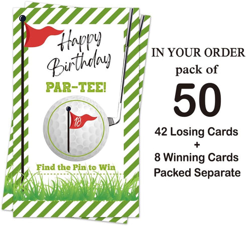 50 Pack Birthday Theme Scratch Off Game, Happy Birthday Par Tee Card for 18th Birthday Party Lottery Group Game