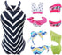 E-TING 11 Items, 3 Pcs Doll Beach Bikini Swimsuit + 3 Pcs Swim Ring + 5 Pairs Shoes for 11.5 Inch Girl Doll (Random