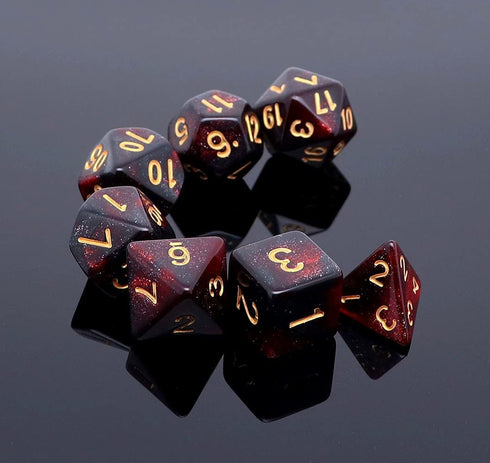 DND Dice Set 7Pcs Red Mix Black Nebula Dice for Dungeon and Dragons D&D RPG Role Playing Games Polyhedral Dice