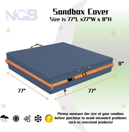 Cover,600D 8.1 Bottom.77 77" 8" Outdoor Sandboxes Waterproof Oxford Fabric with Two Reflective Carrying Handles and a