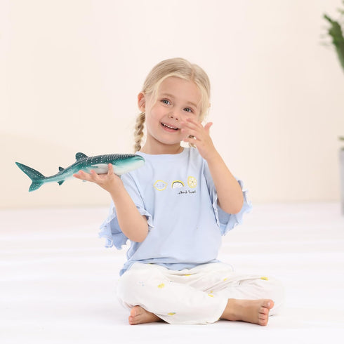 Gemini&Genius Sea Animal Great White Shark and Whale Shark Action Figure Set, Soft Rubber Marine Animal Model Toys for