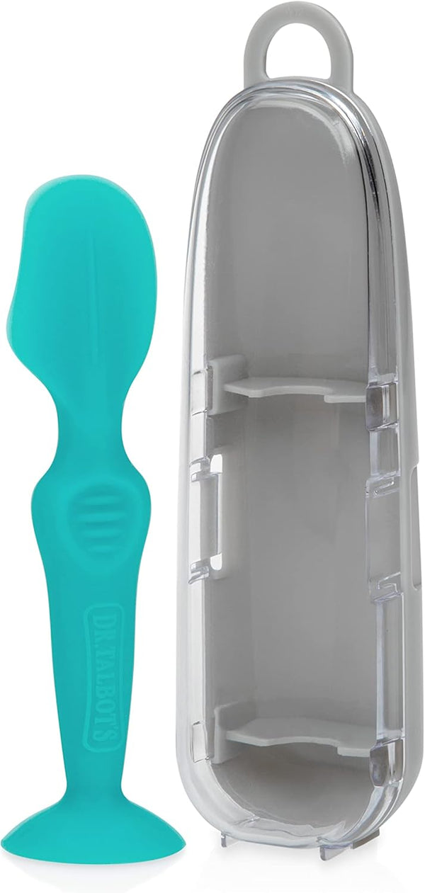 Nuby Diaper Cream Soft Silicone Brush with Suction Base & Travel Case, Mini Size (Aqua)
