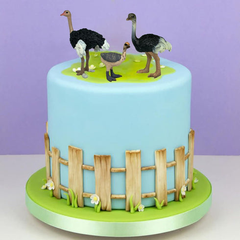 Gemini&Genius Ostrich Animal Action Figure Toys, Jungle Animal Playset Gift, Educational Cake Toppers for Kids Ages 3+