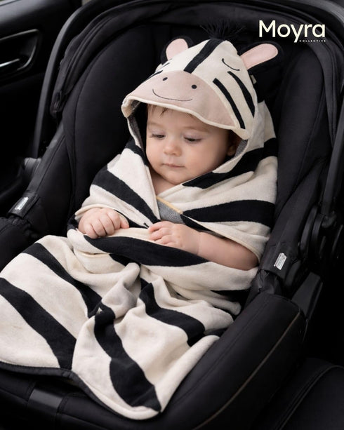 Moyra Collective Hooded Baby Blanket Knitted Cotton | Soft & Breathable Newborn & Infant Blanket | Lightweight