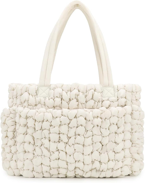 Puffer Tote Diaper Bag for Women, Multifunction Lightweight Fashion Quilted Mommy Tote
