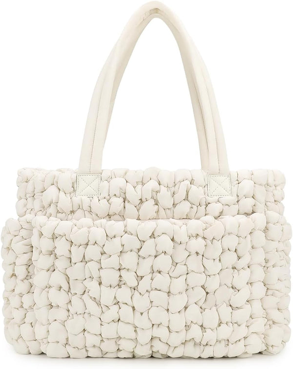 Puffer Tote Diaper Bag for Women, Multifunction Lightweight Fashion Quilted Mommy Tote