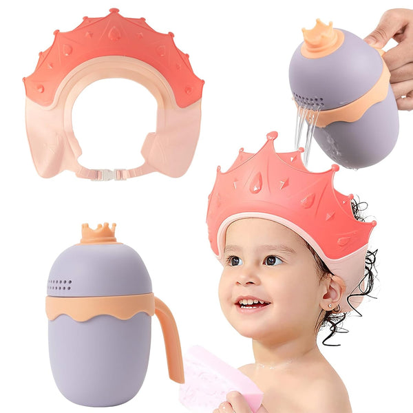FUNUPUP Baby Shower Cap for Kids with Bath Rinse Cup, Adjustable Toddler