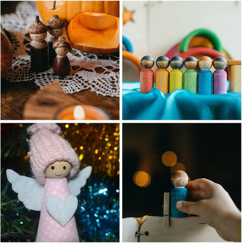 50 Pieces Unfinished Wooden Peg Dolls - Decorative Wooden Puppets for DIY Crafts and Home Decorations