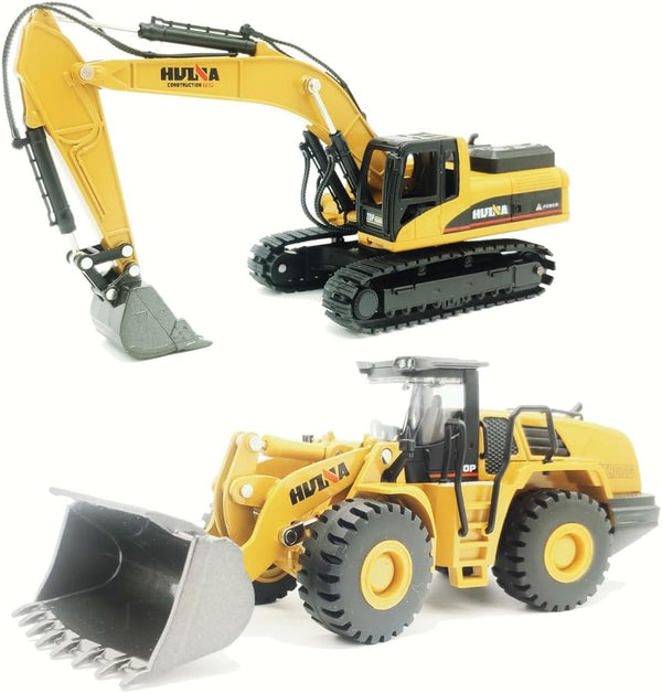 Mini Excavator Toys for Boys, Bulldozer Loader Vehicle for Kids, Sturdy Metal Construction Cars for Indoor/Outdoor Play