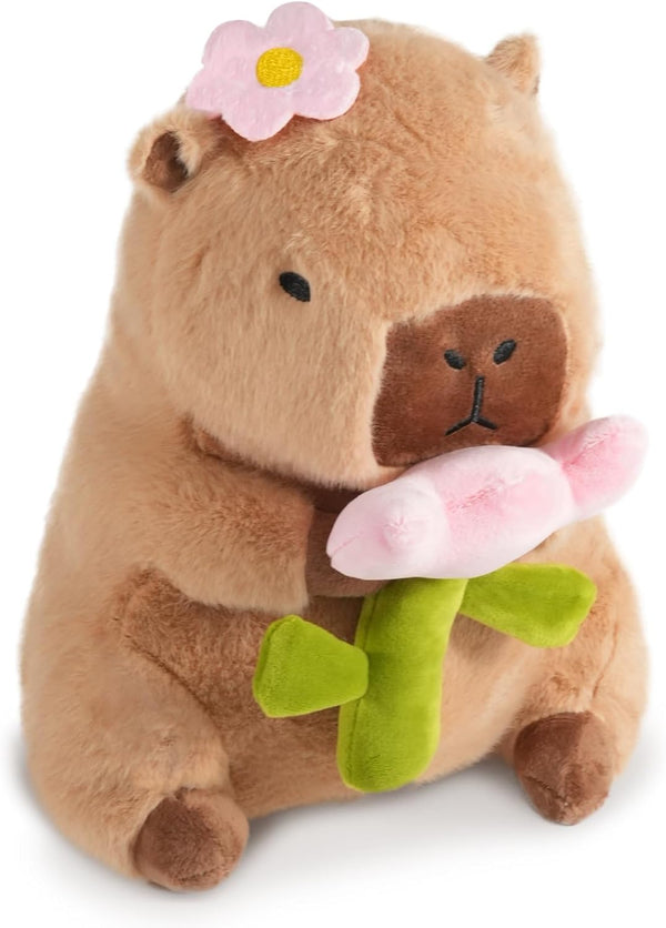 CHDBLOCK Flower Capybara Plush, Cute Capybara Plush Pillow Kawaii Flower Stuffed Aniamls
