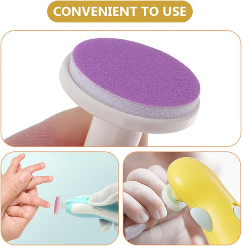 Trimmer 12-Piece Set Electric Baby Nail Pads for Newborns Colorful Nail Grinding Files High-Quality Replacement Heads