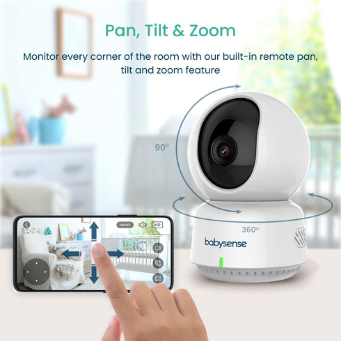 Babysense 1080p See Smart WiFi Baby Monitor, Camera, HD Night Vision, Detect & Track Motion, Capture & Record - SD Card