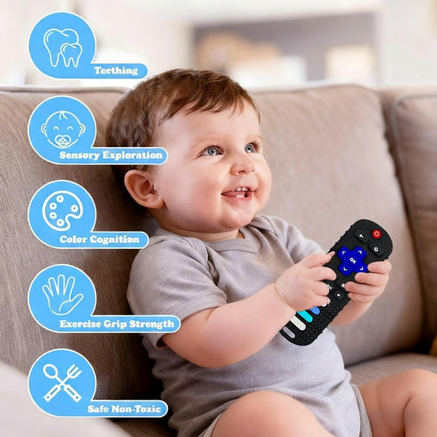3-24 Baby Teether Toy, TV Remote Control Shape Teething Baby Toys for Infants, Baby Chew Remote Teether Toys for Babies
