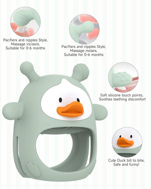 ?2 Packs? Teething Toys for Babies 0-6 Months, Never Drop Silicone Baby Teether, Hand Pacifier for Sucking Babies, Soothing Pain Relief, Best Chew Toy for Teething Baby, Teething Mitten for New Born