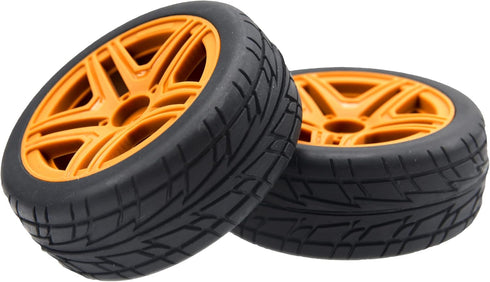 OD2.75'' 12mm Hex Hub Wheel Rims with Nylon & Rubber Tires Compatible with HSP Tamiya HPI Kyosho Traxxas RC Cars