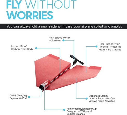 POWERUP 2.0 Paper Airplane Conversion Kit | Electric Motor for DIY Planes | Fly Longer | Perfect for Kids & Adults