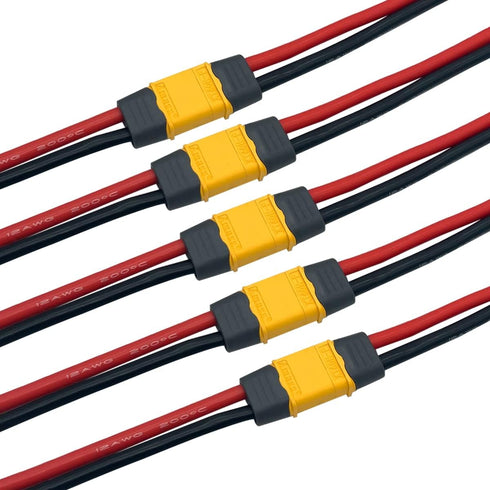 5Pairs XT60H (XT60 Upgrade Plug Male Female Extension Connector Adapter with Sheath Housing with 12AWG 10cm Silicone Wire for RC Lipo Battery FPV Racing Drone