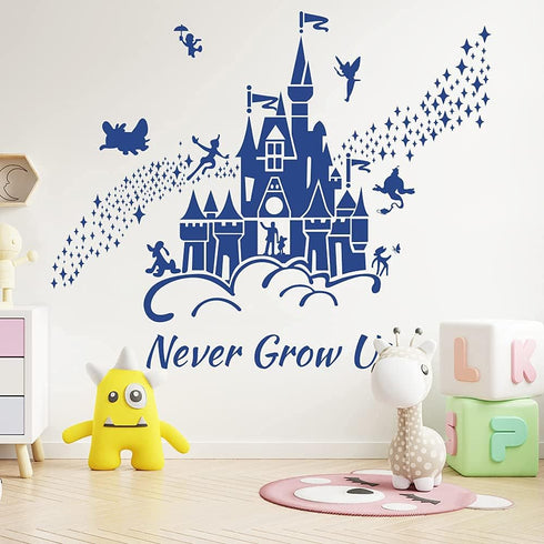Supzone Castle Wall Stickers, Fairy Tale Castle Quotes Stars Wall Decor for Baby Nursery Room Kids Bedroom