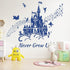 Supzone Castle Wall Stickers, Fairy Tale Castle Quotes Stars Wall Decor for Baby Nursery Room Kids Bedroom