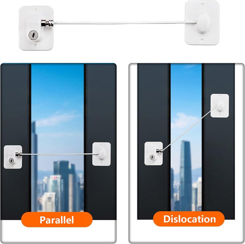 Upgrade 2025 Window Door Lock, 2Pcs Adhesive Cable Restrictor with Keys, Baby Child Safety Anti-Theft Lock