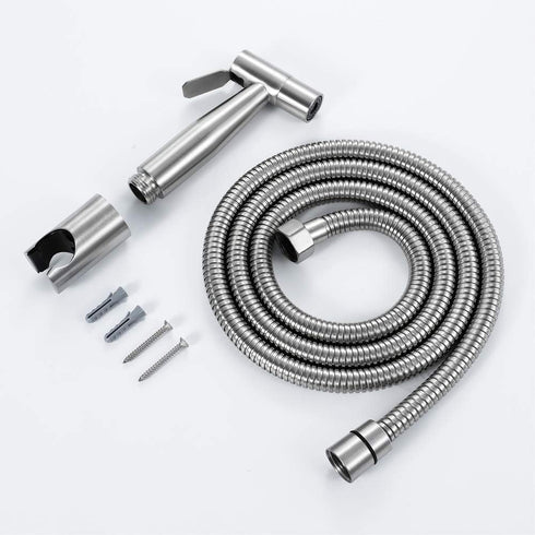 XKHLQLPEF Set Bidet Sprayer with Single Cold Water Stainless Steel Portable Cloth Diaper Washer Shower Sprayer Wall