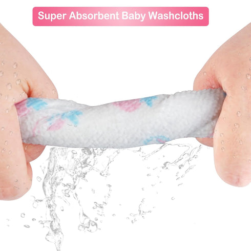 24Pack 9''x 9'' softan Baby Washcloths, Baby Wash Cloths Extra Soft & Ultra Absorbent, Baby Towels Face Towel Unisex