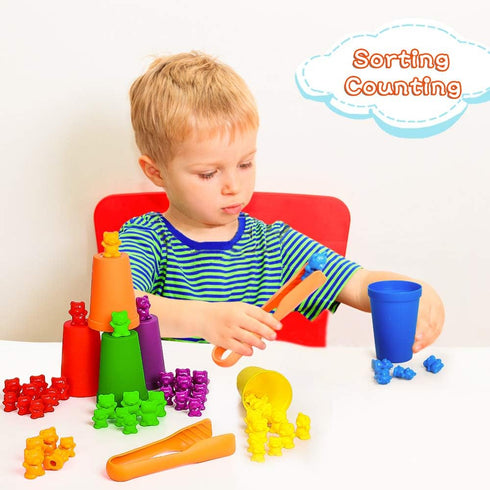 Bmag Counting Bears with Matching Sorting Cups, 90 Bears STEM Educational Toy for Toddler Pre-School Learning